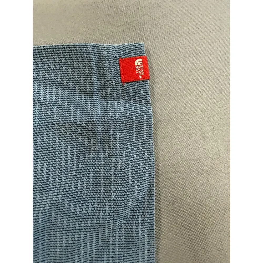 The North Face Mens Large Blue Micro Check Short Sleeve Hiking Shirt Vented New